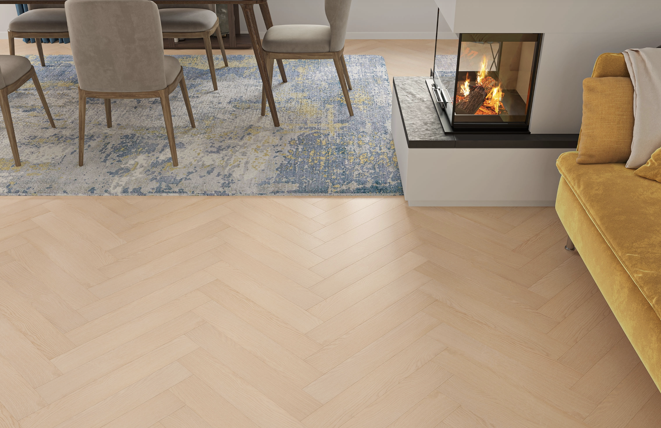 Natural Honey Brown 8mm Herringbone Laminate Floor | 1.8m² Pack Coverage