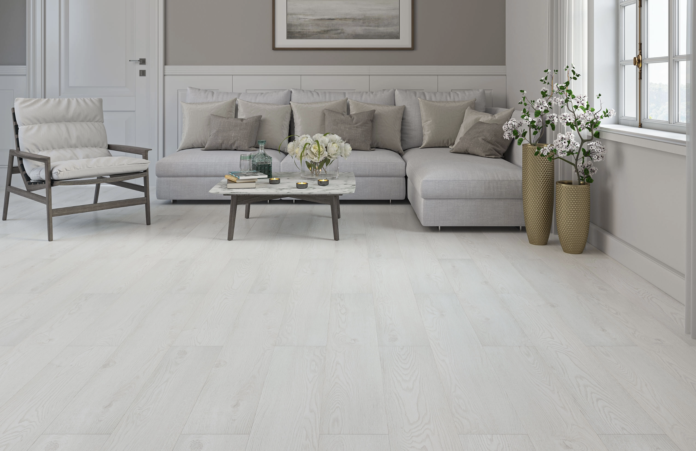 Silver Grey Oak 8mm Laminate Floor | 1.83m² Pack Coverage