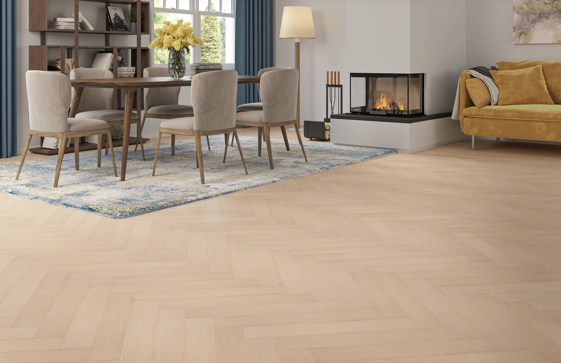 Natural Honey Brown 8mm Herringbone Laminate Floor | 1.8m² Pack Coverage