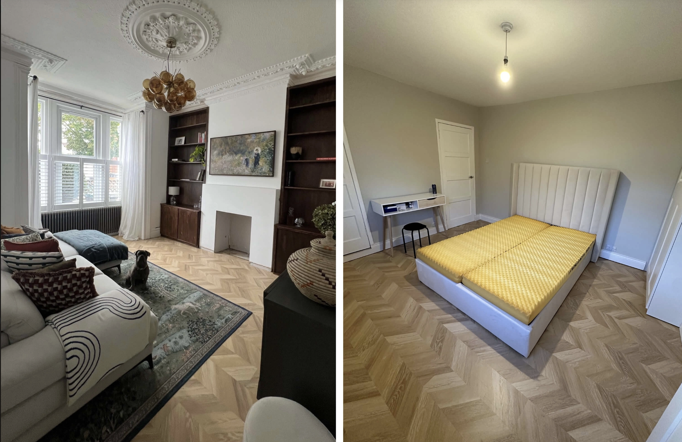 Light Brown Oak 8mm Chevron Laminate Floor | 1.8m² Pack Coverage